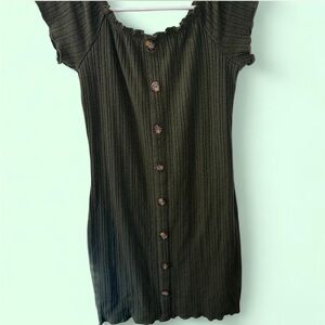 No Boundaries Olive Button-Up Mini Dress
